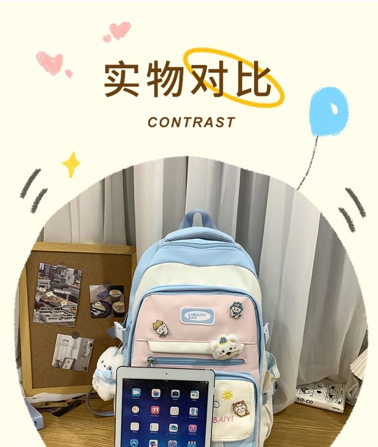 Embroidered Nylon Laptop Backpack / Tote Bag / Bag Charm / Set