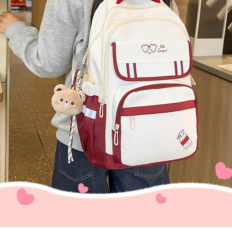 Cartoon Print Nylon Laptop Backpack / Bag Charm / Set