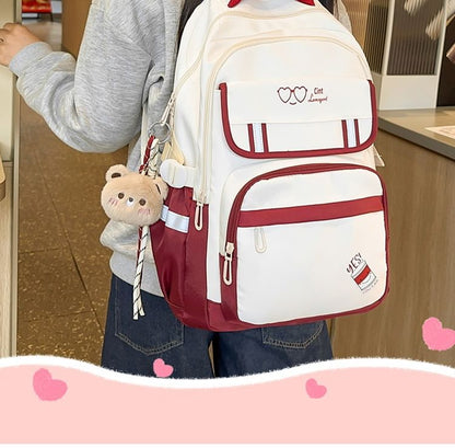 Cartoon Print Nylon Laptop Backpack / Bag Charm / Set