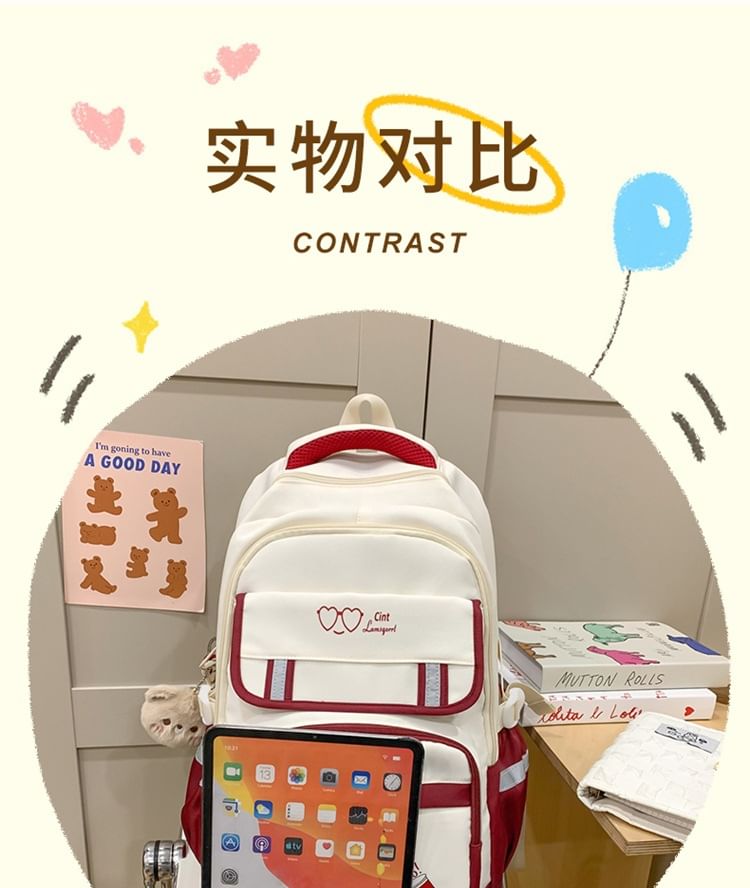 Cartoon Print Nylon Laptop Backpack / Bag Charm / Set