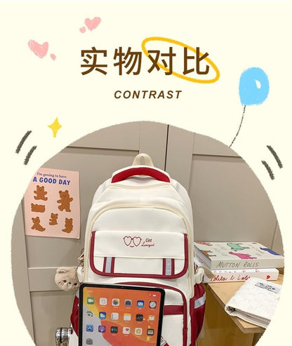 Cartoon Print Nylon Laptop Backpack / Bag Charm / Set
