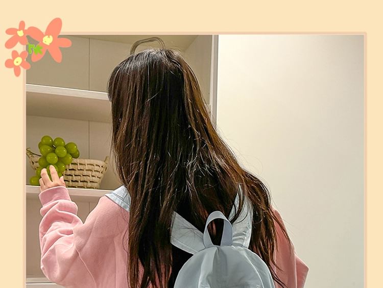 Color Block Nylon Backpack / Bag Charm / Set