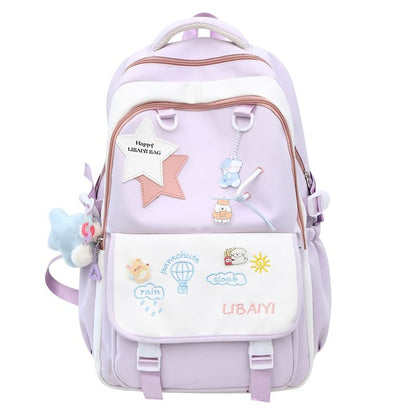 Star Applique Embroidered Nylon Laptop Backpack / Tote Bag / Bag Charm / Badge / Set