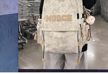 Tie Dye Lettering Applique Nylon Laptop Backpack / Bag Charm / Set