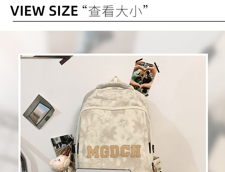 Tie Dye Lettering Applique Nylon Laptop Backpack / Bag Charm / Set