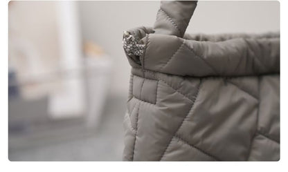 Plain Drawstring Quilted Tote Bag