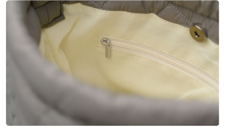 Plain Drawstring Quilted Tote Bag