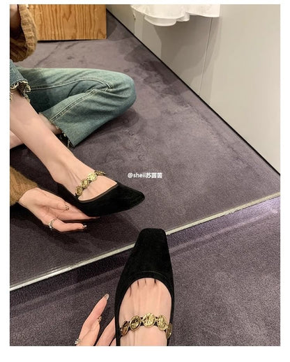 Heel Plain Low Accent Metal Mary Pumps Jane