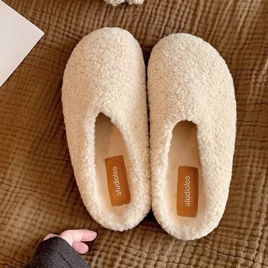Platform Plain Fleece Mules