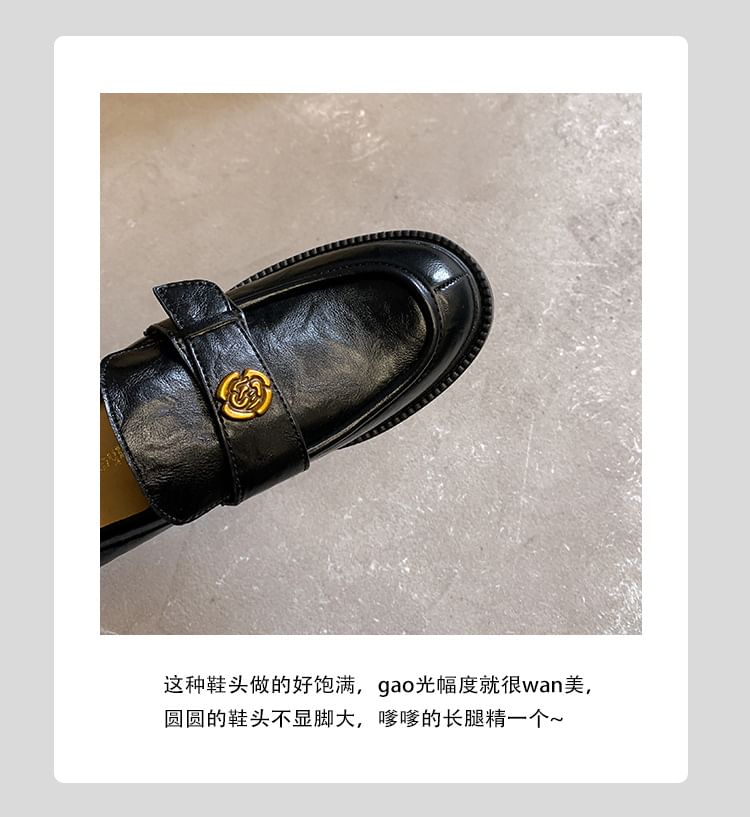 Platform Floral Accent Faux Leather Loafers