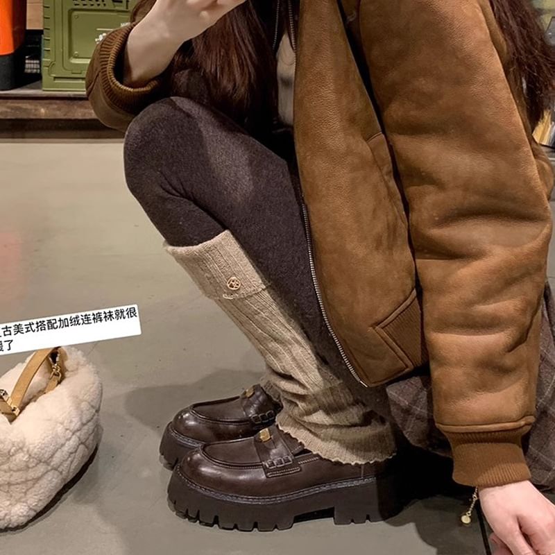 Platform Plain Faux Leather Penny Loafers