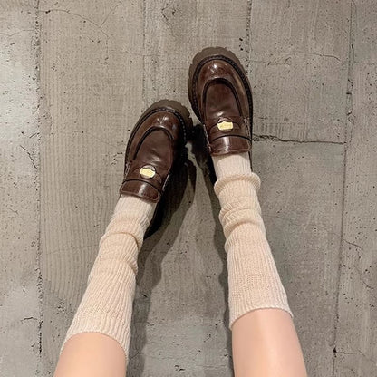 Platform Plain Faux Leather Penny Loafers