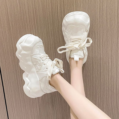 Lettering Lace-Up Platform Sneakers