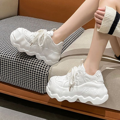 Lettering Lace-Up Platform Sneakers