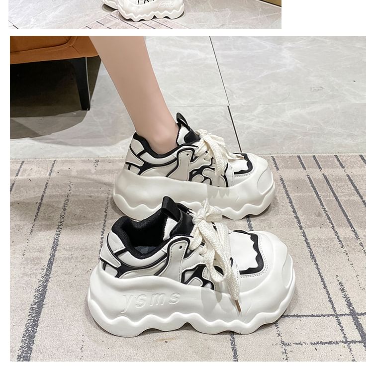 Lettering Lace-Up Platform Sneakers
