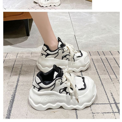 Lettering Lace-Up Platform Sneakers