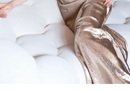 Evening Strap Mermaid Gown Sequined Asymmetrical Spaghetti