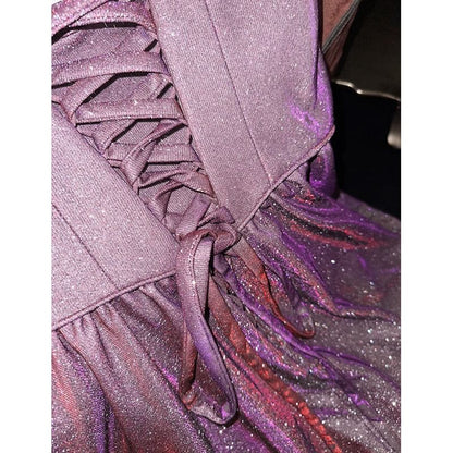 Strapless Glitter A-Line Evening Gown
