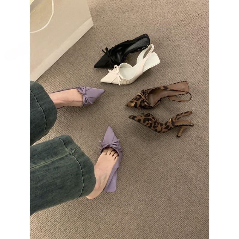 Pointed Toe Bow Slingback Pumps