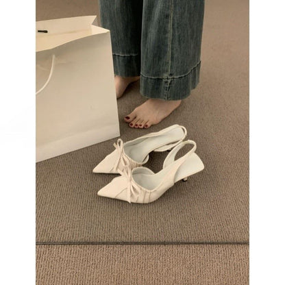 Pointed Toe Bow Slingback Pumps