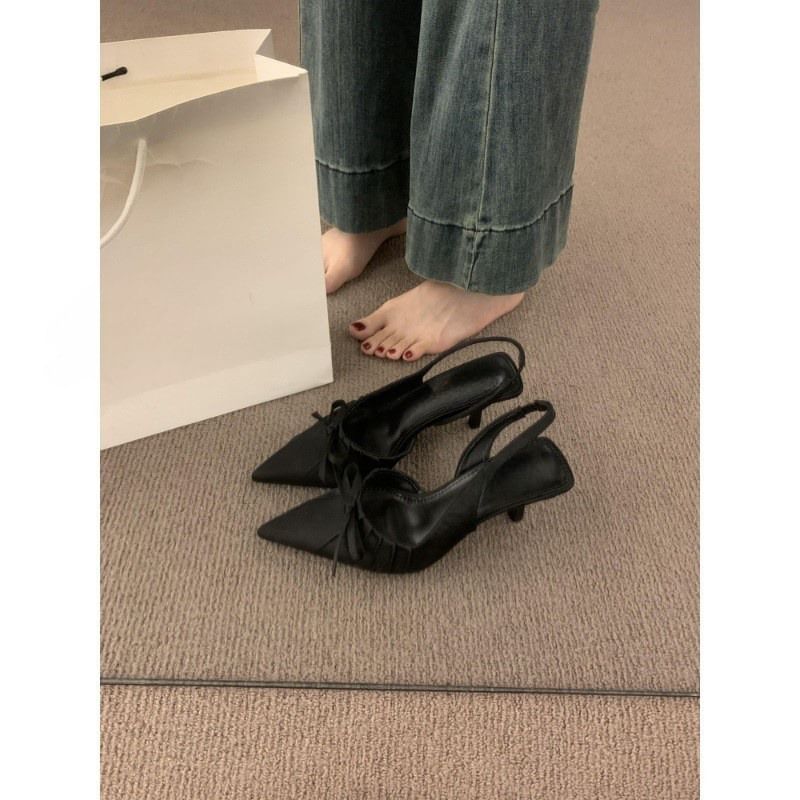 Pointed Toe Bow Slingback Pumps