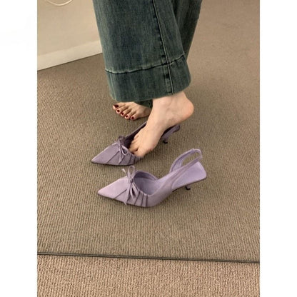 Pointed Toe Bow Slingback Pumps