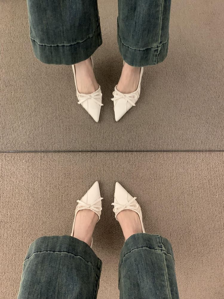 Pointed Toe Bow Slingback Pumps
