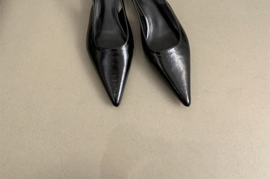 Pointed Toe Slingback Kitten Heel Pumps