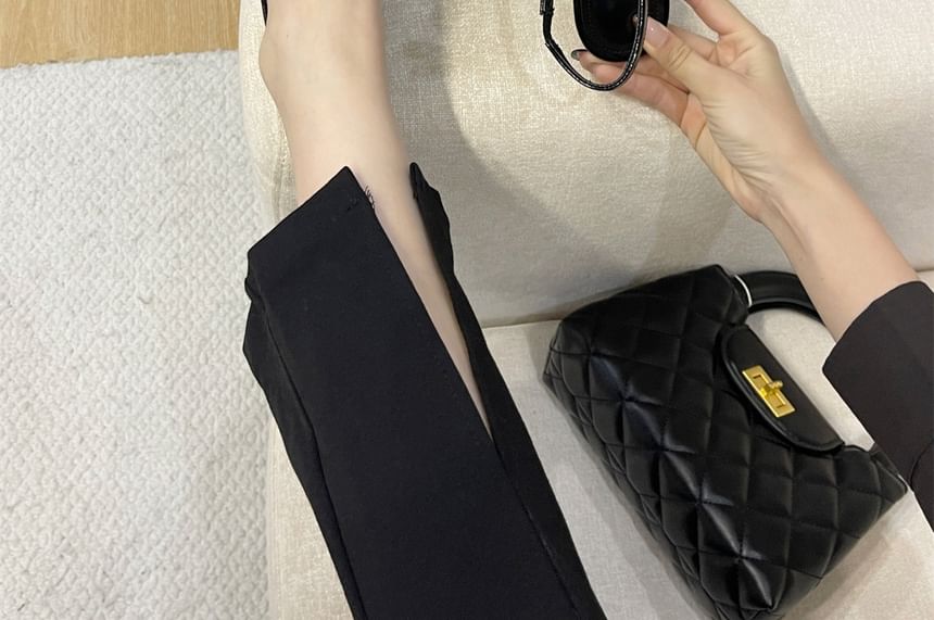 Pointed Toe Bow Slingback Patent Leather Pumps