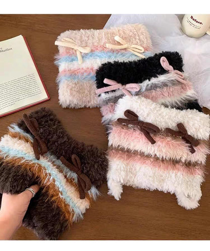 Cat Ear Bow Fluffy Knit Beanie
