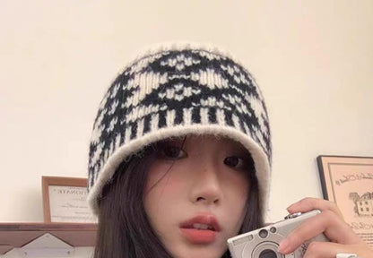 Diamond Jacquard Knit Beanie