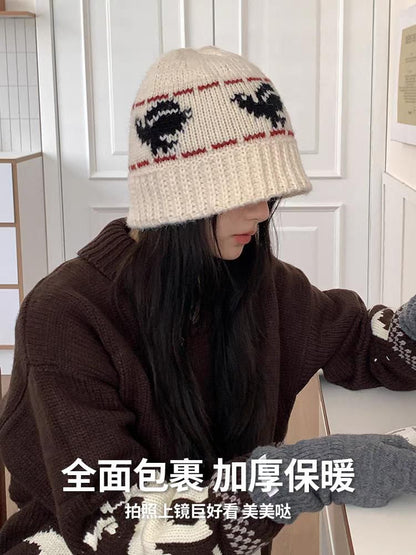 Patterned Knit Cloche Hat