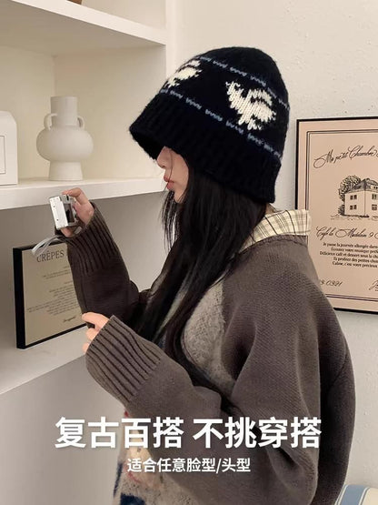 Patterned Knit Cloche Hat