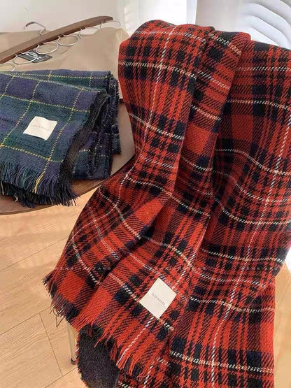 Plaid Fringed Scarf