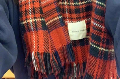 Plaid Fringed Scarf