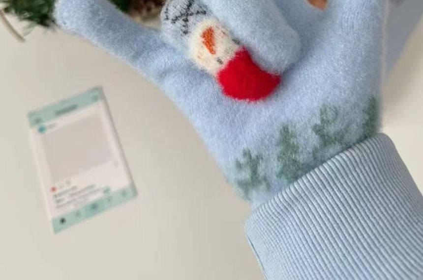 Snowman Print Gloves