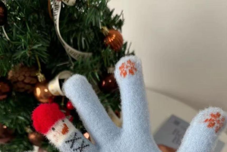 Snowman Print Gloves