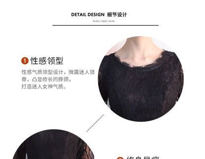 3/4 Sleeve Round Neck Plain Bow Lace Panel Satin A-Line Evening Gown