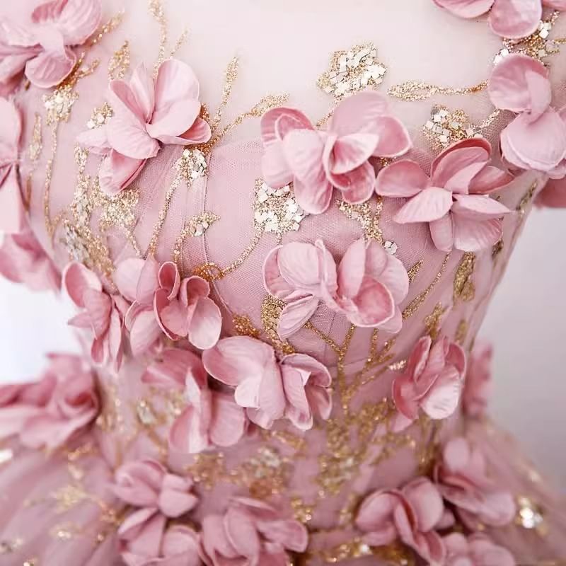 Sleeveless Round Neck Floral Applique Panel Mesh A-Line Evening Gown