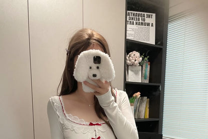 Long-Sleeve Square Neck Lace Trim Top