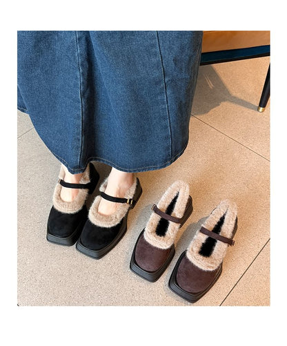 Square-Toe Platform Chunky Heel Mary Jane Shoes