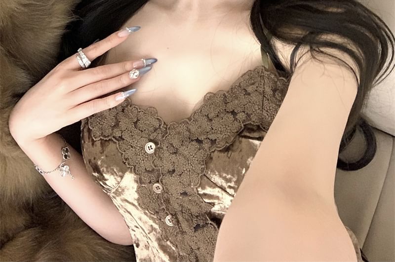 Frill Trim Plain Corp Cami Top