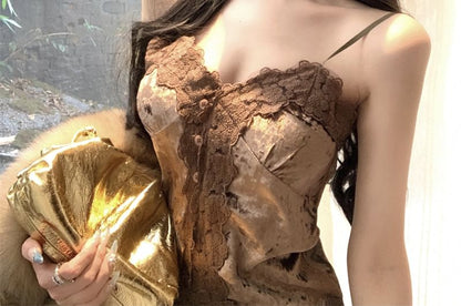 Frill Trim Plain Corp Cami Top