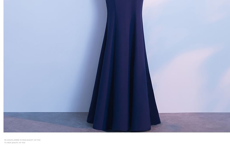 Sleeveless Asymmetrical Plain Mermaid Evening Gown