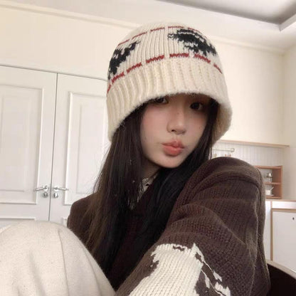 Patterned Ribbed Beanie