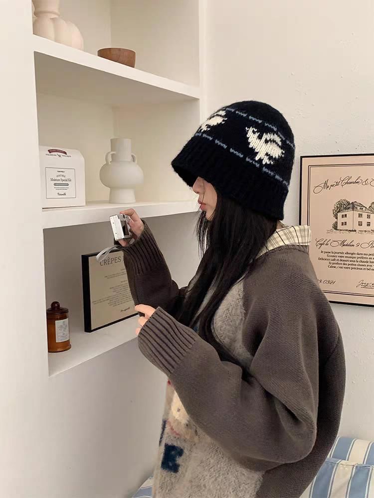 Patterned Ribbed Beanie