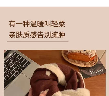 Dog Patterned Dotted Knit Scarf