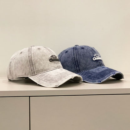 Letter Embroidered Washed Distressed Cap