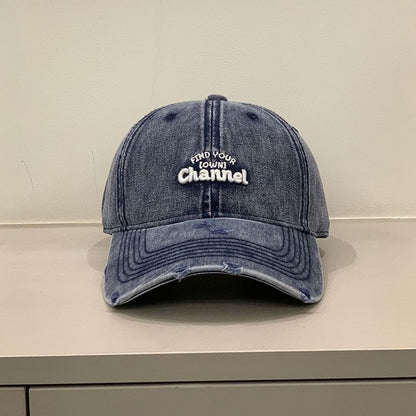 Letter Embroidered Washed Distressed Cap