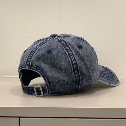 Letter Embroidered Washed Distressed Cap